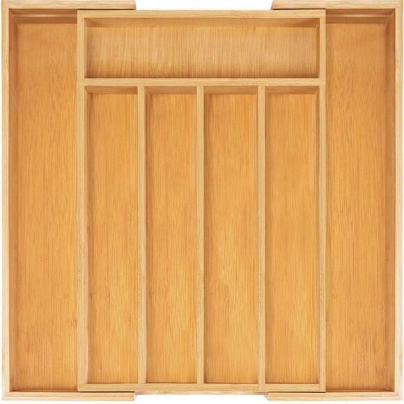 Seven Slot Bamboo Expandable Utensil organizer - Picture 1 of 5